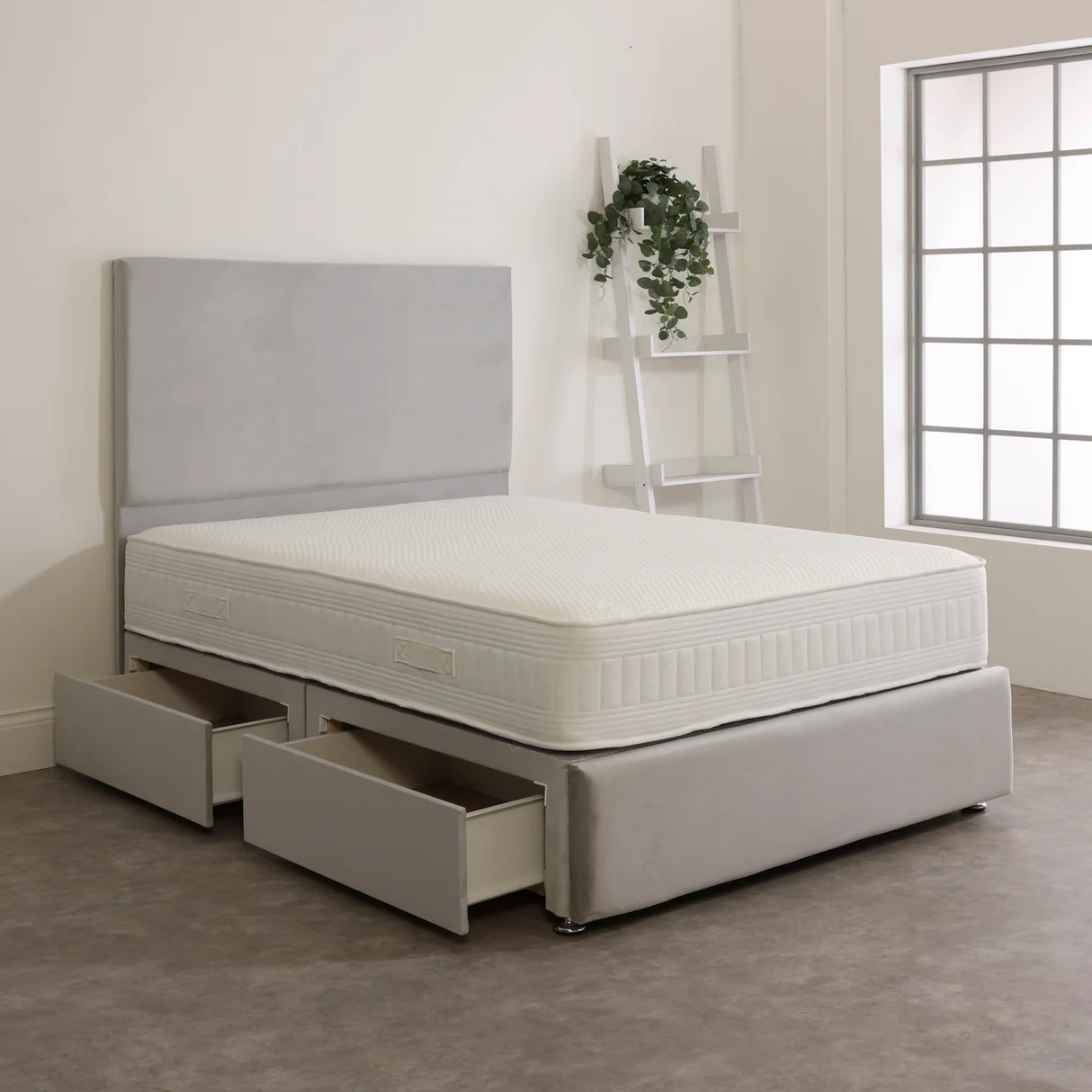 Jupiter Divan Bed UK - Side view of premium divan from Newcastle Beds UK